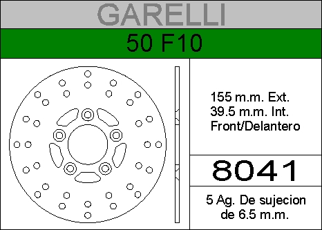 DISCO FRENO GARELLI F 10........HIERRO.DEL..HD8041
