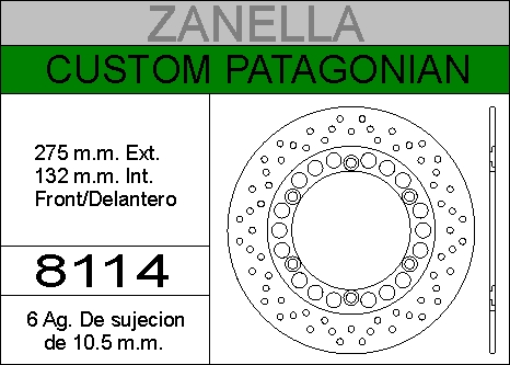 DISCO FRENO ZANELL 150 PATAGONIA HIERRO.DEL.HD8114