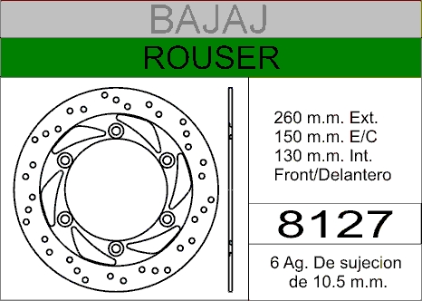 DISCO FRENO BAJAJ 180/200/220...HIERRO.DEL..HD8127