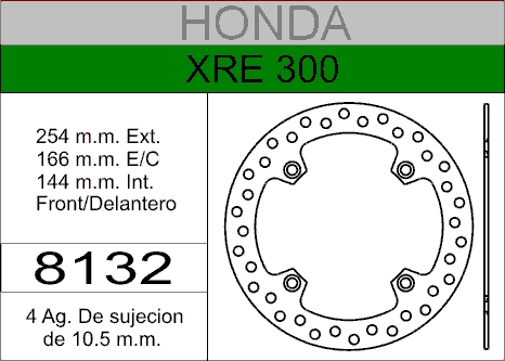 DISCO FRENO HONDA 300 XRE.......HIERRO.DEL..HD8132