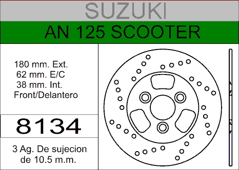 DISCO FRENO SUZUKI 125 AN SCOOT.HIERRO.DEL..HD8134
