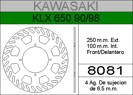 DISCO FRENO KAWA 650 KLX 90/98..HIERRO.DEL..HD8081