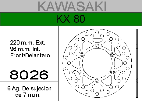 DISCO FRENO KAWA 80 KX.........HIERRO.DEL..HD8026