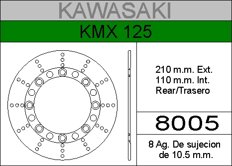 DISCO FRENO KAWA 125 KMX........HIERRO.TRAS.HD8005