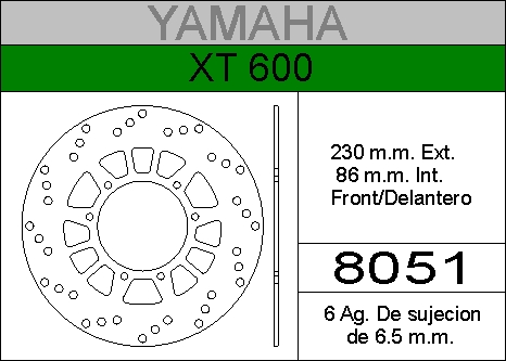DISCO FRENO YAMAHA 600 XT.......HIERRO.DEL..HD8051