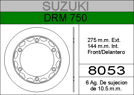 DISCO FRENO SUZUKI 750 DR-M.....HIERRO.TRAS.HD8053