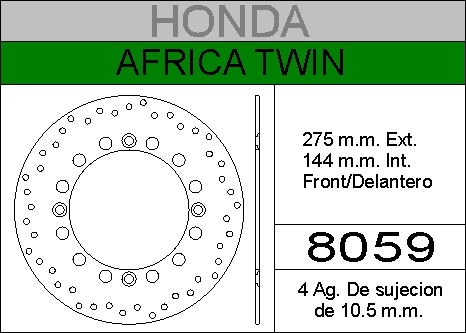 DISCO FRENO HONDA AFRICA TWIN...HIERRO.DEL..HD8059