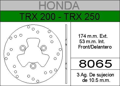 DISCO FRENO HONDA 200 TRX.......HIERRO.DEL..HD8065