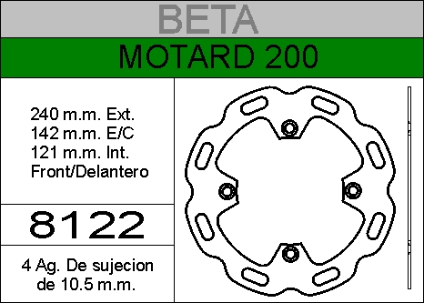 DISCO FRENO BETA MOTARD.........HIERRO.DEL..HD8122