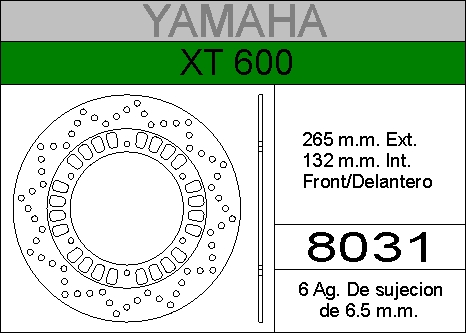 DISCO FRENO YAMAHA 600 XT/VIRAG.HIERRO.DEL..HD8031