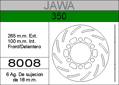 DISCO FRENO JAWA 350............HIERRO.DEL..HD8008
