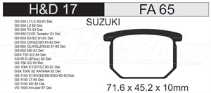 PAST/FRENO 017-HD SUZUKI GS550 1100 DEL...(FA-65)